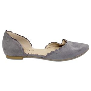 Restricted Grey Almond Toe Suede Flats 7.5